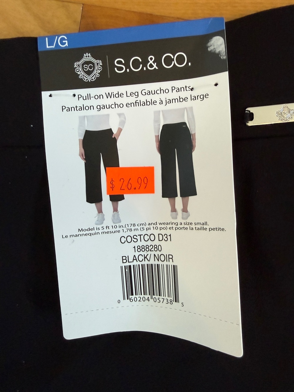S.C. & Co. Women's Pull-On Wide Leg Gaucho Pants — Black